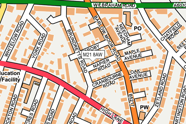 M21 8AW map - OS OpenMap – Local (Ordnance Survey)