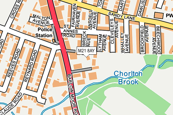 M21 8AY map - OS OpenMap – Local (Ordnance Survey)