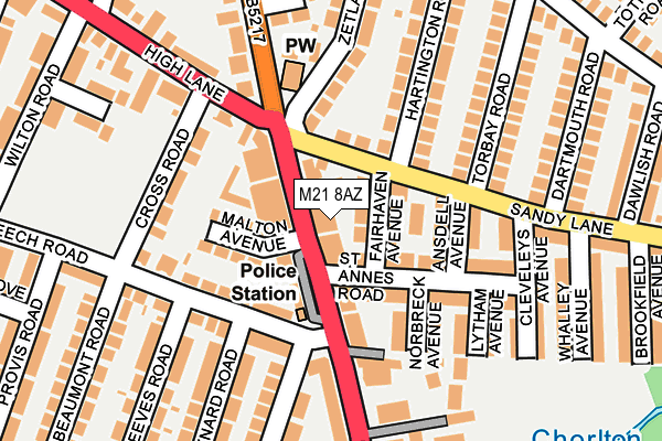 M21 8AZ map - OS OpenMap – Local (Ordnance Survey)