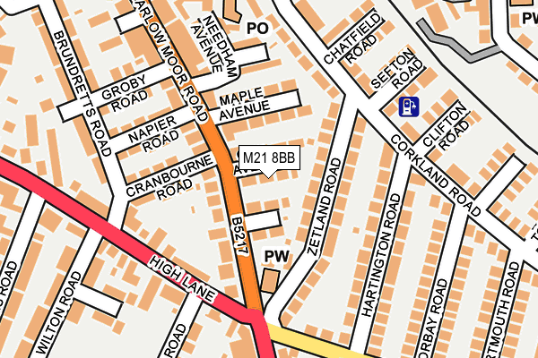 M21 8BB map - OS OpenMap – Local (Ordnance Survey)