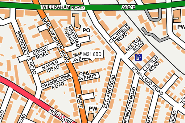 M21 8BD map - OS OpenMap – Local (Ordnance Survey)