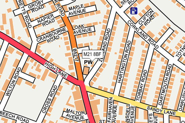 M21 8BF map - OS OpenMap – Local (Ordnance Survey)