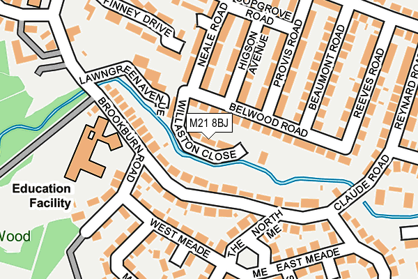 M21 8BJ map - OS OpenMap – Local (Ordnance Survey)