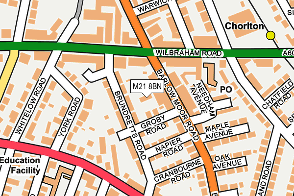 M21 8BN map - OS OpenMap – Local (Ordnance Survey)