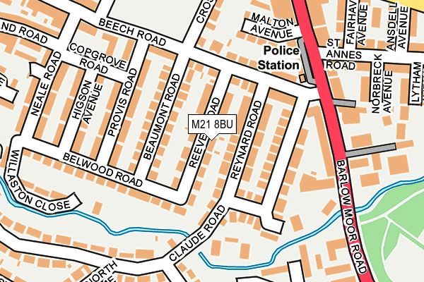 M21 8BU map - OS OpenMap – Local (Ordnance Survey)