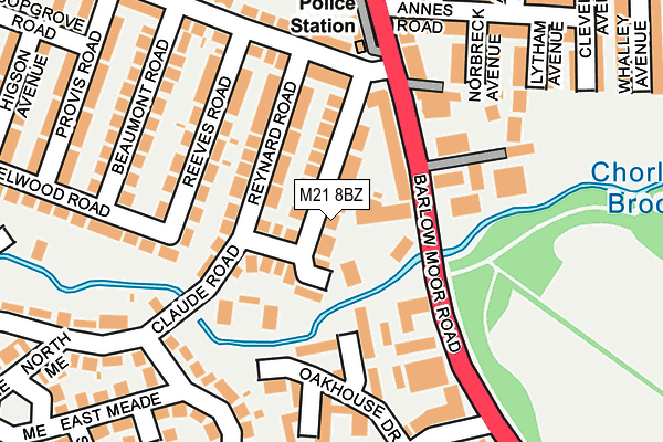 M21 8BZ map - OS OpenMap – Local (Ordnance Survey)
