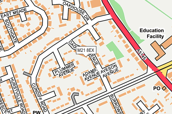 M21 8EX map - OS OpenMap – Local (Ordnance Survey)