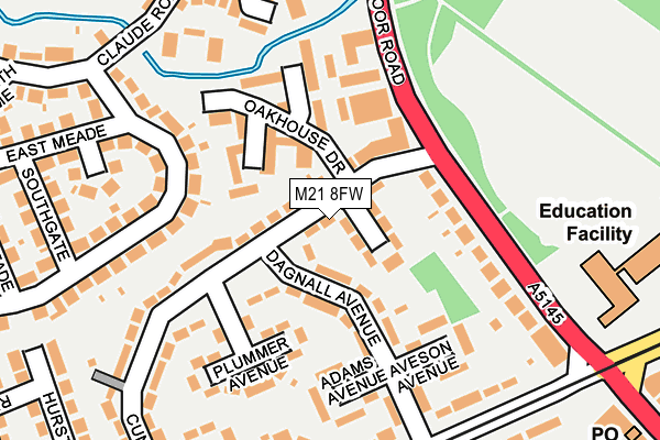 M21 8FW map - OS OpenMap – Local (Ordnance Survey)