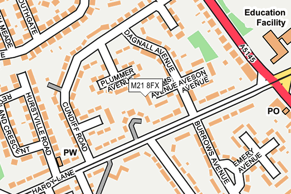 M21 8FX map - OS OpenMap – Local (Ordnance Survey)