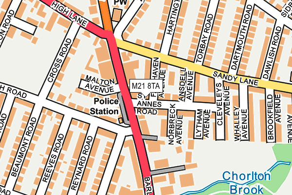 M21 8TA map - OS OpenMap – Local (Ordnance Survey)