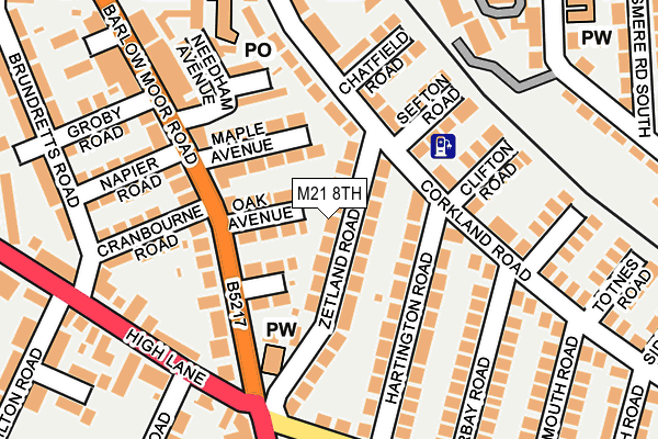 M21 8TH map - OS OpenMap – Local (Ordnance Survey)