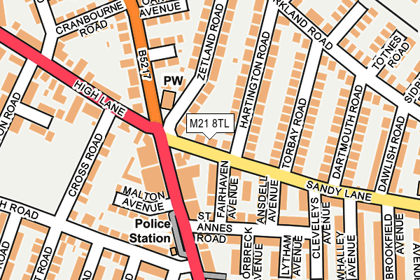 M21 8TL map - OS OpenMap – Local (Ordnance Survey)