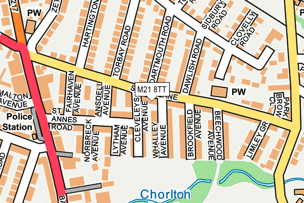 M21 8TT map - OS OpenMap – Local (Ordnance Survey)