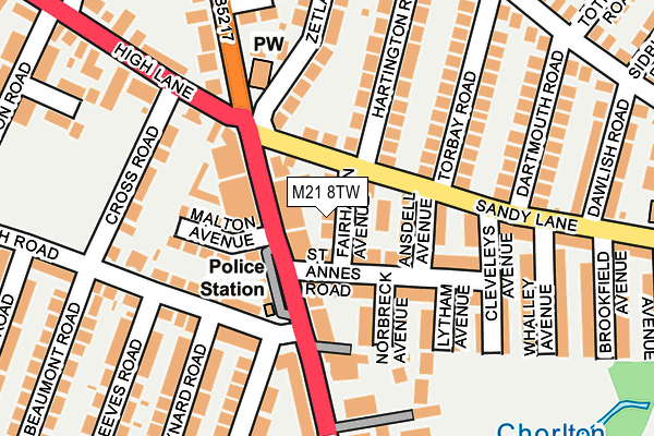 M21 8TW map - OS OpenMap – Local (Ordnance Survey)