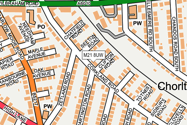 M21 8UW map - OS OpenMap – Local (Ordnance Survey)