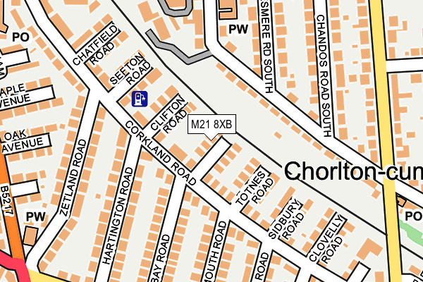 M21 8XB map - OS OpenMap – Local (Ordnance Survey)