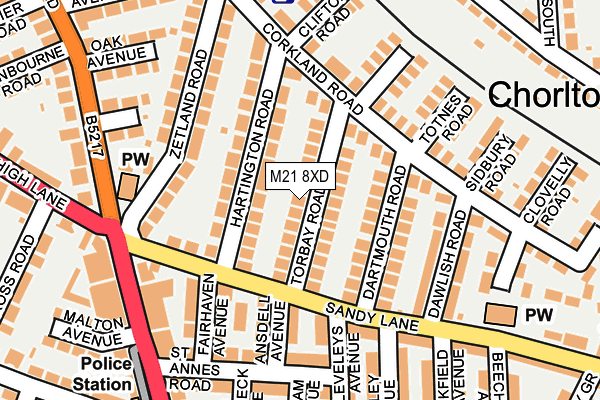 M21 8XD map - OS OpenMap – Local (Ordnance Survey)