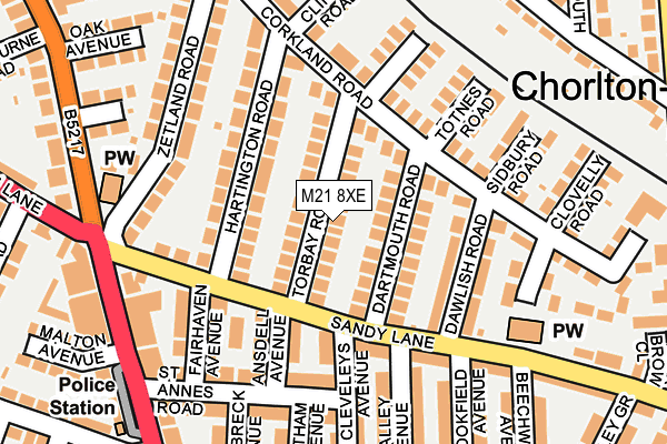 M21 8XE map - OS OpenMap – Local (Ordnance Survey)
