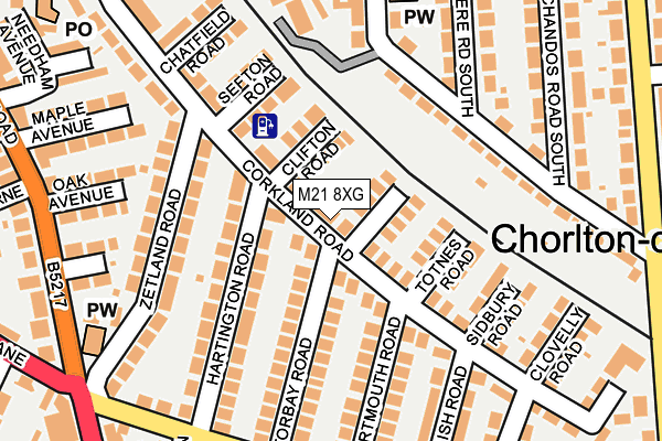 M21 8XG map - OS OpenMap – Local (Ordnance Survey)