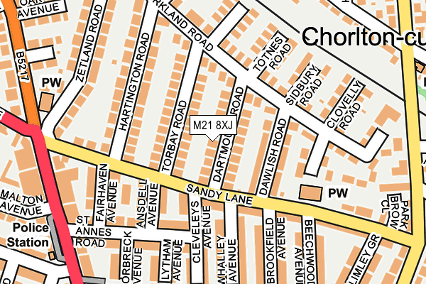 M21 8XJ map - OS OpenMap – Local (Ordnance Survey)