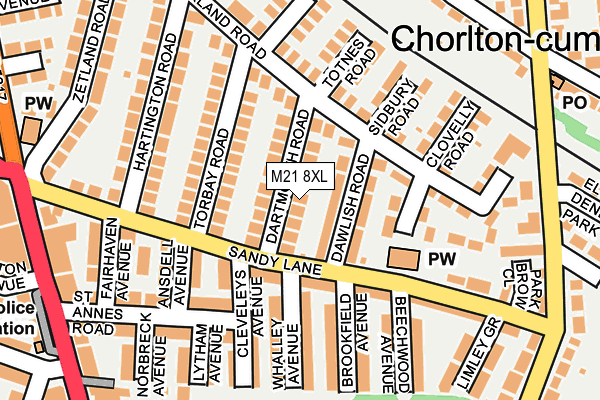 M21 8XL map - OS OpenMap – Local (Ordnance Survey)