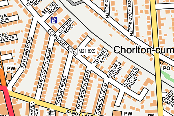 M21 8XS map - OS OpenMap – Local (Ordnance Survey)