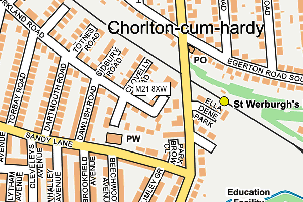 M21 8XW map - OS OpenMap – Local (Ordnance Survey)