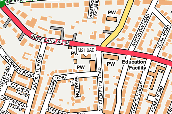 M21 9AE map - OS OpenMap – Local (Ordnance Survey)