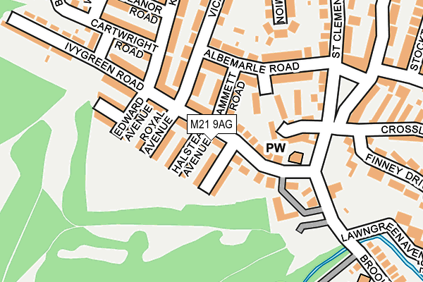 M21 9AG map - OS OpenMap – Local (Ordnance Survey)