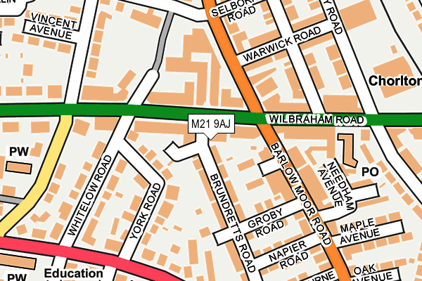 M21 9AJ map - OS OpenMap – Local (Ordnance Survey)