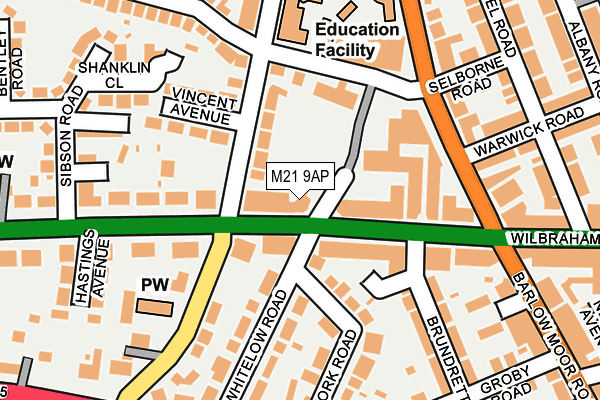 M21 9AP map - OS OpenMap – Local (Ordnance Survey)