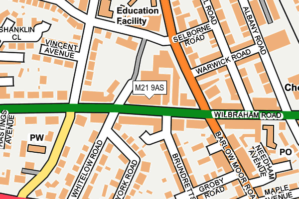 M21 9AS map - OS OpenMap – Local (Ordnance Survey)