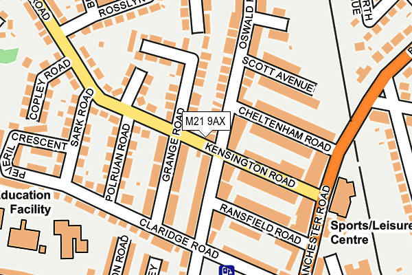 M21 9AX map - OS OpenMap – Local (Ordnance Survey)