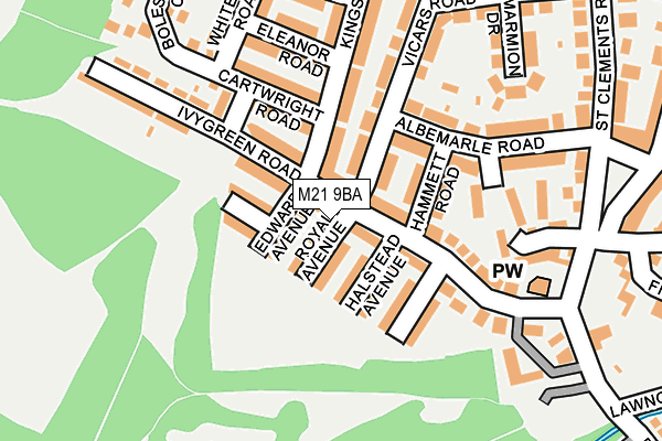 M21 9BA map - OS OpenMap – Local (Ordnance Survey)