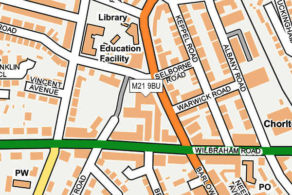 M21 9BU map - OS OpenMap – Local (Ordnance Survey)