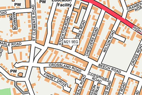 M21 9EG map - OS OpenMap – Local (Ordnance Survey)