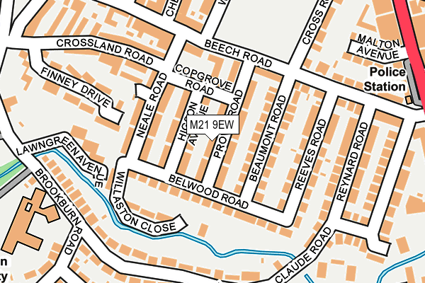 M21 9EW map - OS OpenMap – Local (Ordnance Survey)