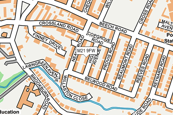 M21 9FW map - OS OpenMap – Local (Ordnance Survey)