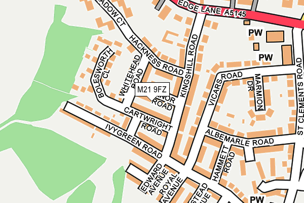 M21 9FZ map - OS OpenMap – Local (Ordnance Survey)