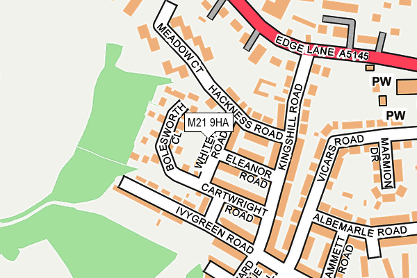 M21 9HA map - OS OpenMap – Local (Ordnance Survey)