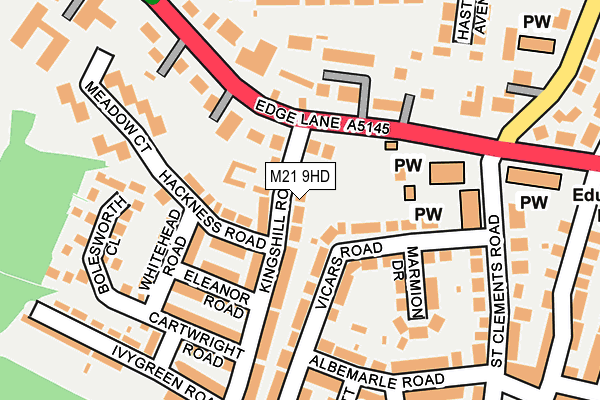 M21 9HD map - OS OpenMap – Local (Ordnance Survey)