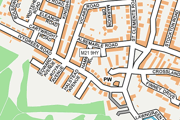 M21 9HY map - OS OpenMap – Local (Ordnance Survey)