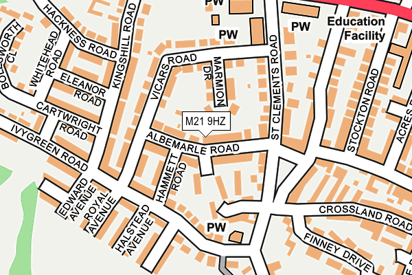 M21 9HZ map - OS OpenMap – Local (Ordnance Survey)