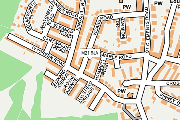 M21 9JA map - OS OpenMap – Local (Ordnance Survey)