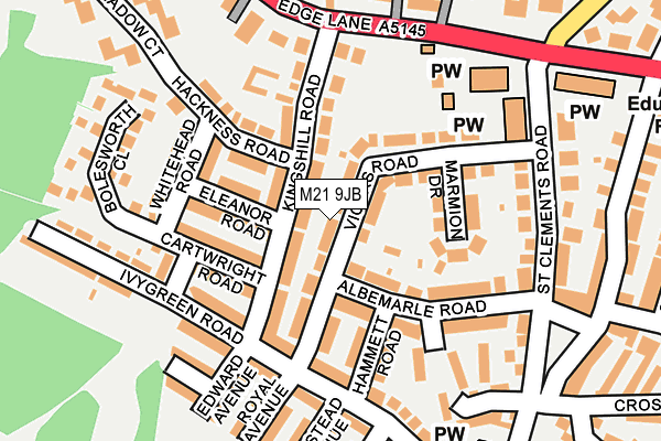 M21 9JB map - OS OpenMap – Local (Ordnance Survey)