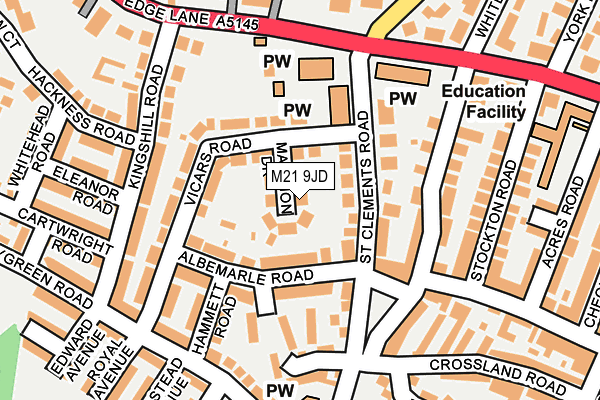 M21 9JD map - OS OpenMap – Local (Ordnance Survey)