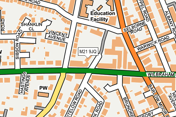 M21 9JQ map - OS OpenMap – Local (Ordnance Survey)