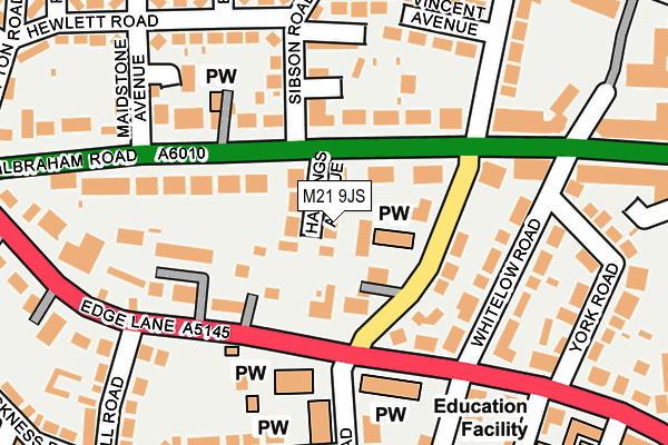 M21 9JS map - OS OpenMap – Local (Ordnance Survey)