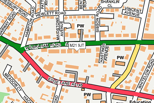 M21 9JT map - OS OpenMap – Local (Ordnance Survey)