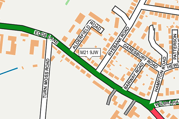 M21 9JW map - OS OpenMap – Local (Ordnance Survey)